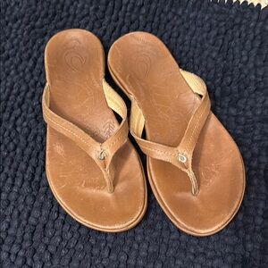 OluKai Tan Leather Sandals